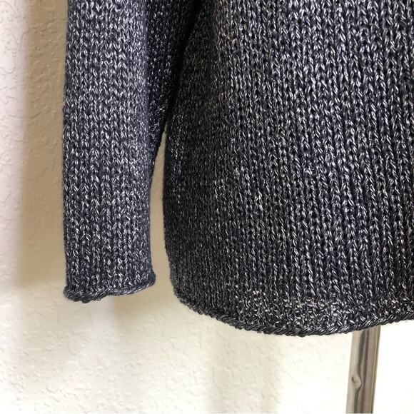 Eileen Fisher charcoal gray metallic open front crochet knit cardigan sweater XL - Picture 5 of 15